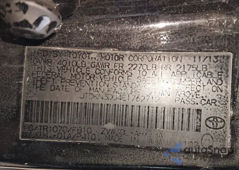 2014 Toyota Prius Two from USA, damaged, VIN JTDKN3DU4E1762712